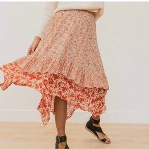 NWT Free People Zuma Drippy Ruffle Skirt